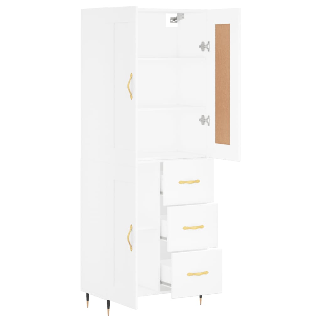 Skříň Highboard Bílá 69,5 X 34 X 180 Cm Kompozitní Dřevo