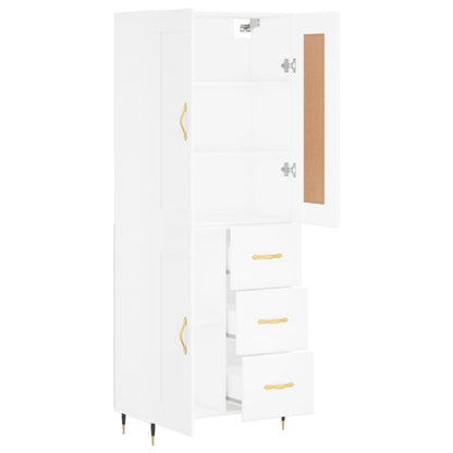 Skříň Highboard Bílá 69,5 X 34 X 180 Cm Kompozitní Dřevo