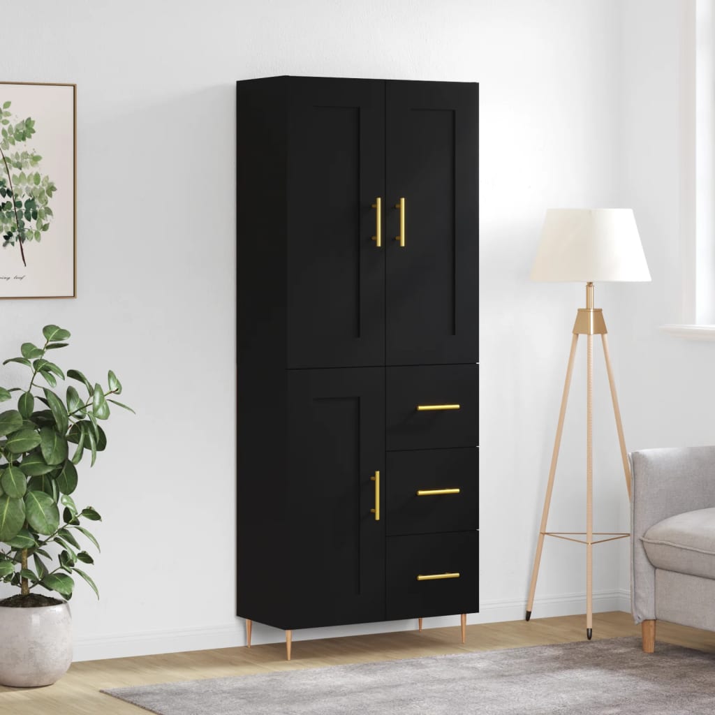 Skříň Highboard Betonově Šedá 69,5X34X180 Cm Kompozitní Dřevo