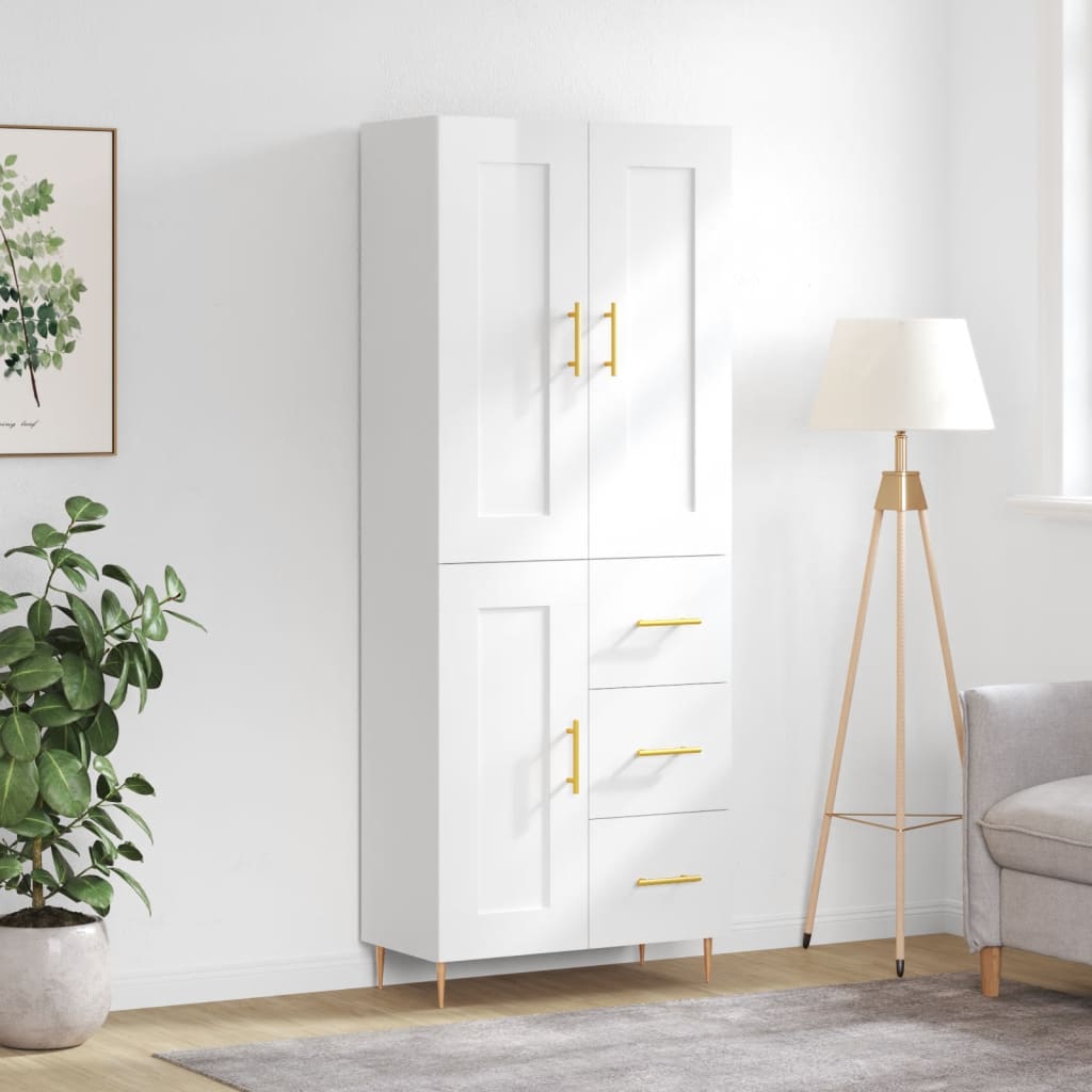 Skříň Highboard Betonově Šedá 69,5X34X180 Cm Kompozitní Dřevo