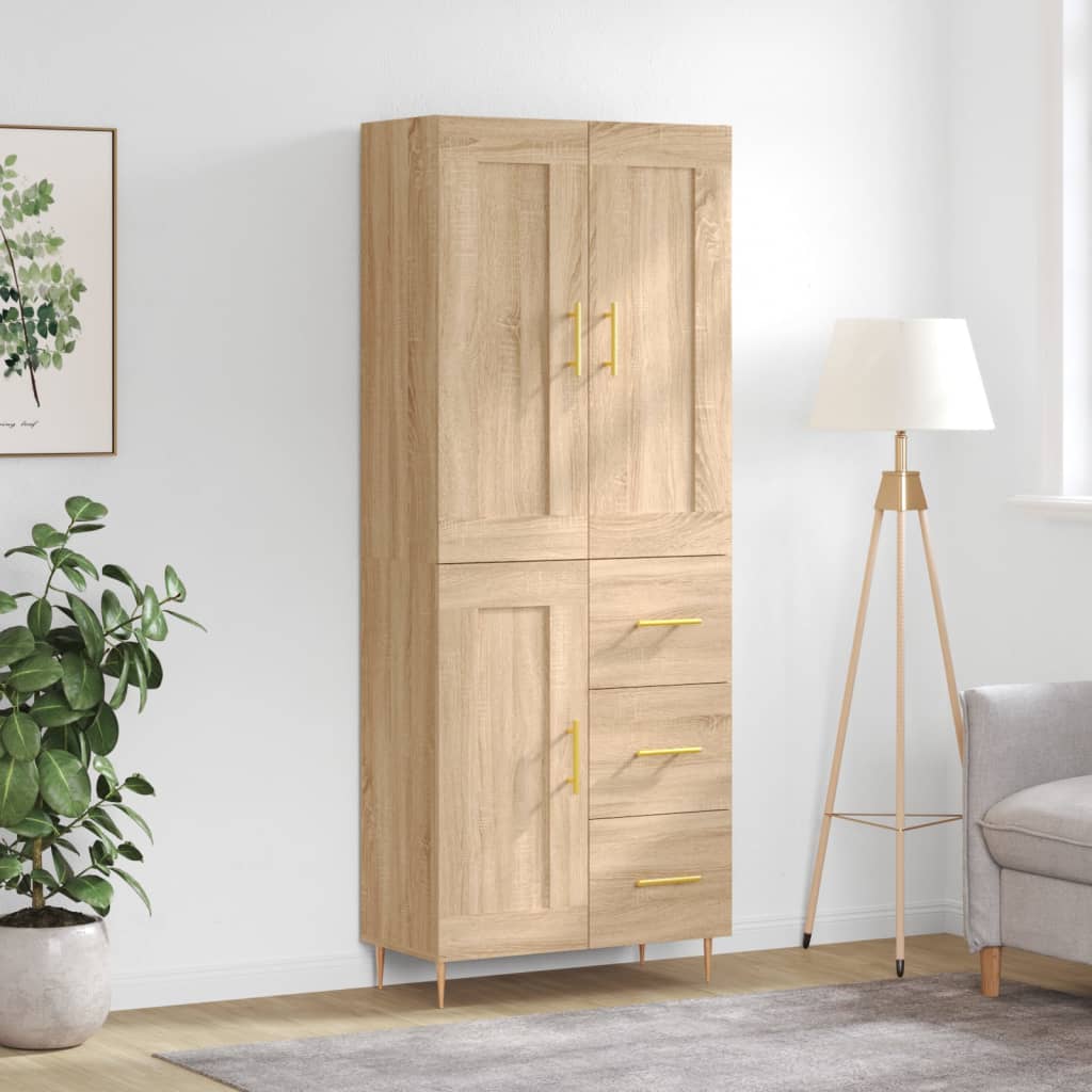 Skříň Highboard Betonově Šedá 69,5X34X180 Cm Kompozitní Dřevo