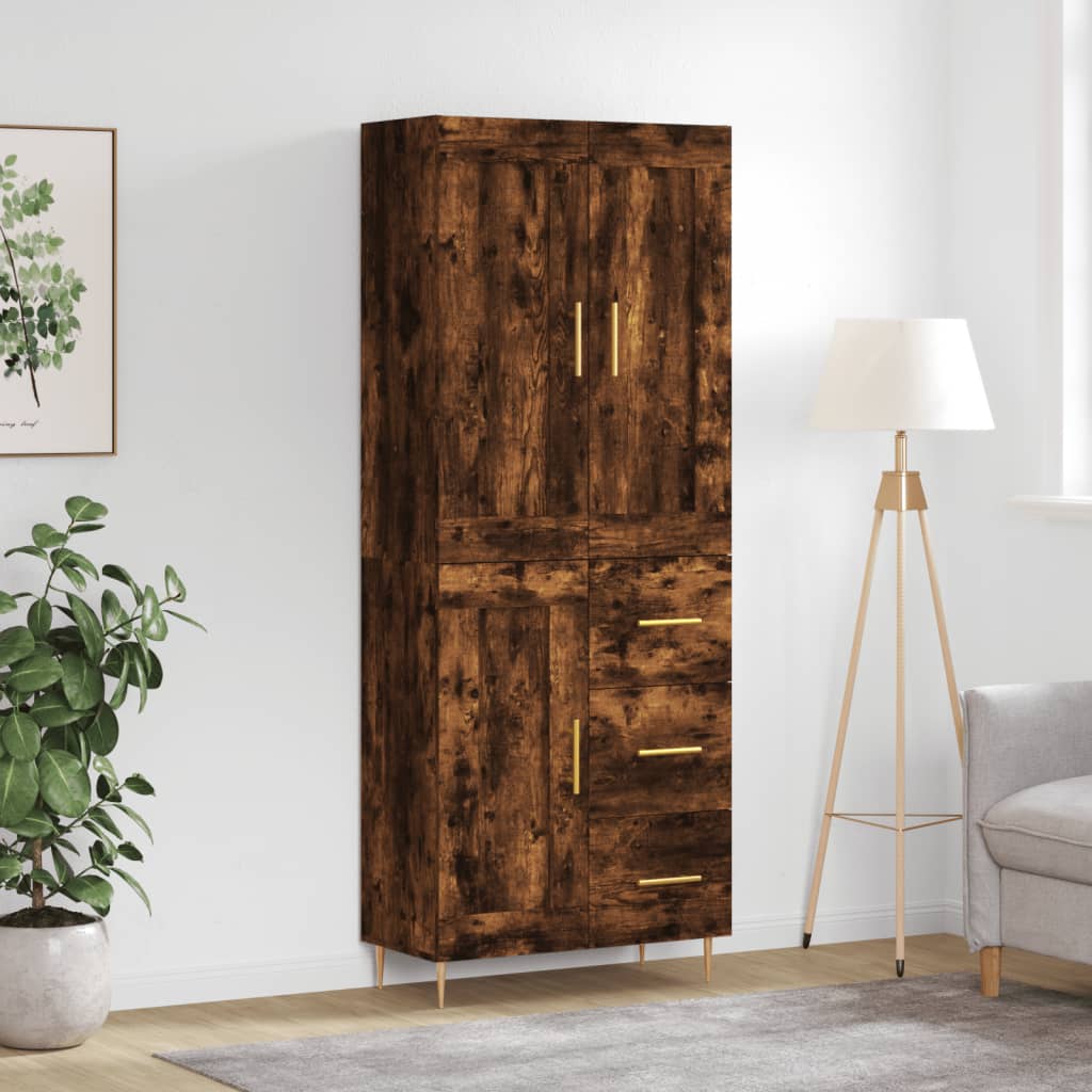 Skříň Highboard Betonově Šedá 69,5X34X180 Cm Kompozitní Dřevo