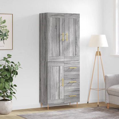 Skříň Highboard Betonově Šedá 69,5X34X180 Cm Kompozitní Dřevo