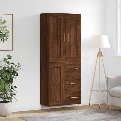 Skříň Highboard Betonově Šedá 69,5X34X180 Cm Kompozitní Dřevo