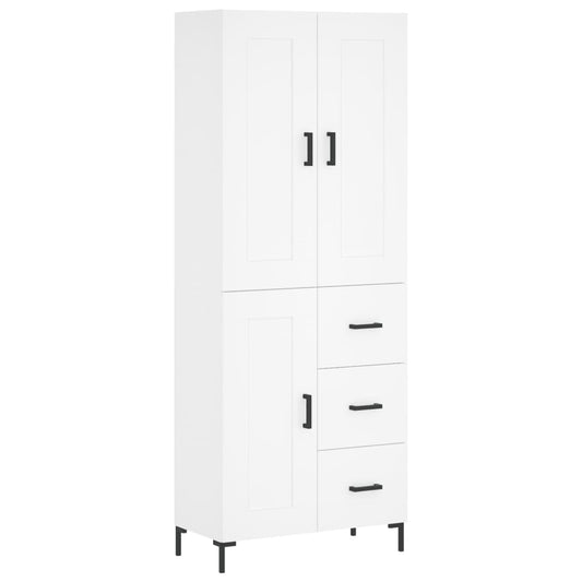 Skříň Highboard Bílá 69,5 X 34 X 180 Cm Kompozitní Dřevo