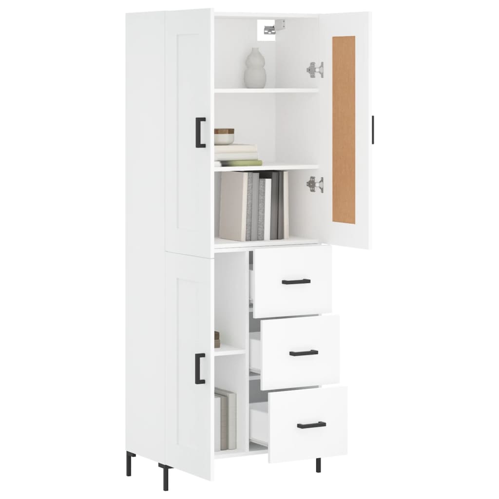 Skříň Highboard Bílá 69,5 X 34 X 180 Cm Kompozitní Dřevo