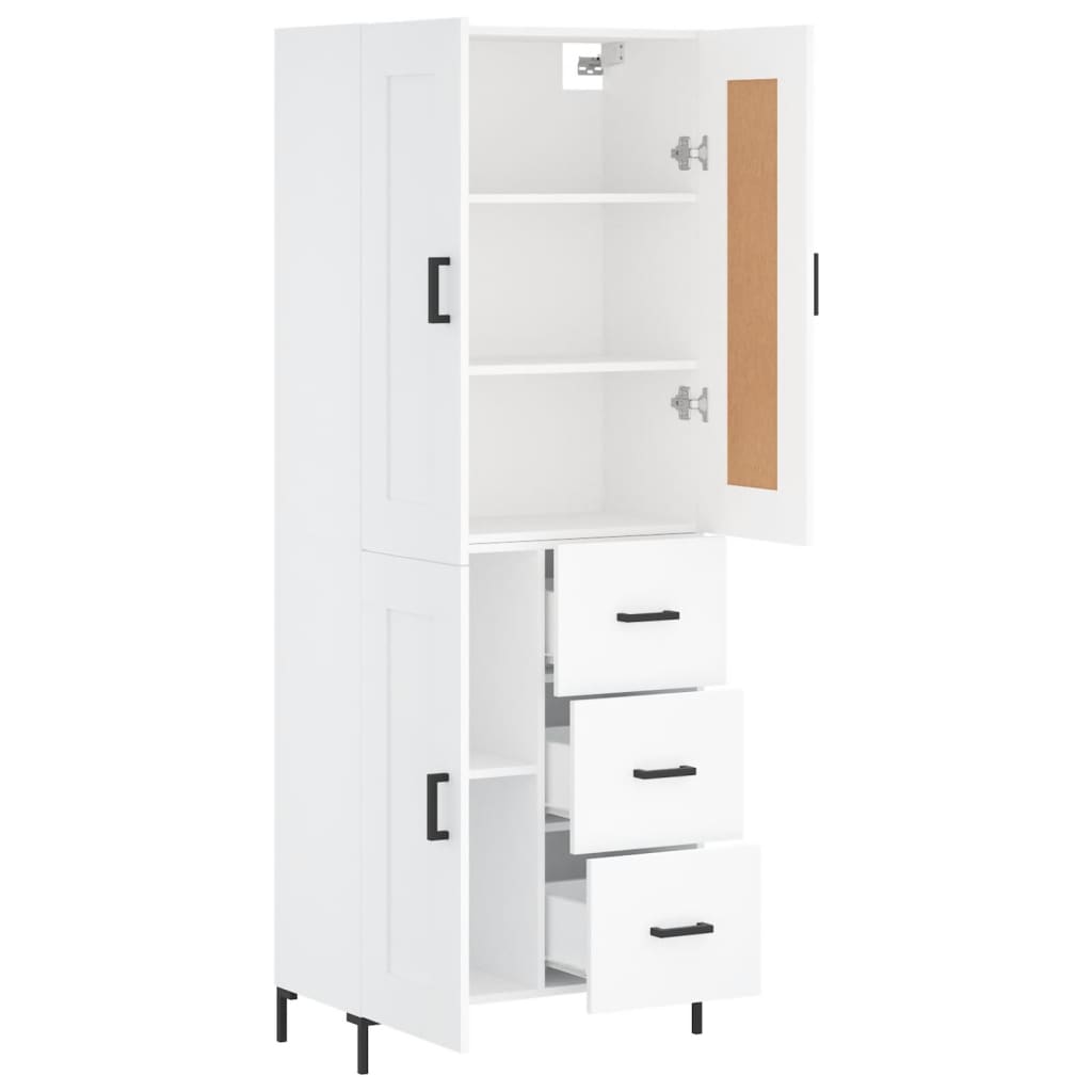 Skříň Highboard Bílá 69,5 X 34 X 180 Cm Kompozitní Dřevo