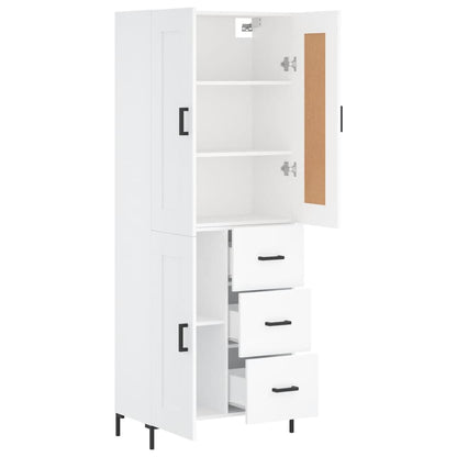 Skříň Highboard Bílá 69,5 X 34 X 180 Cm Kompozitní Dřevo