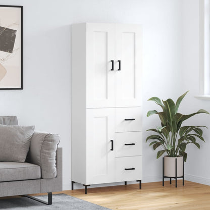 Skříň Highboard Lesklá Bílá 69,5 X 34 X 180 Cm Kompozitní Dřevo