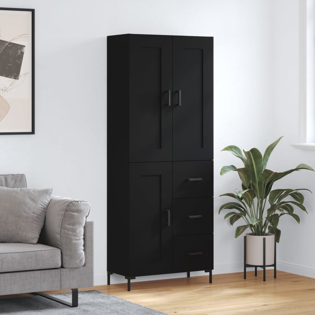 Skříň Highboard Lesklá Bílá 69,5 X 34 X 180 Cm Kompozitní Dřevo
