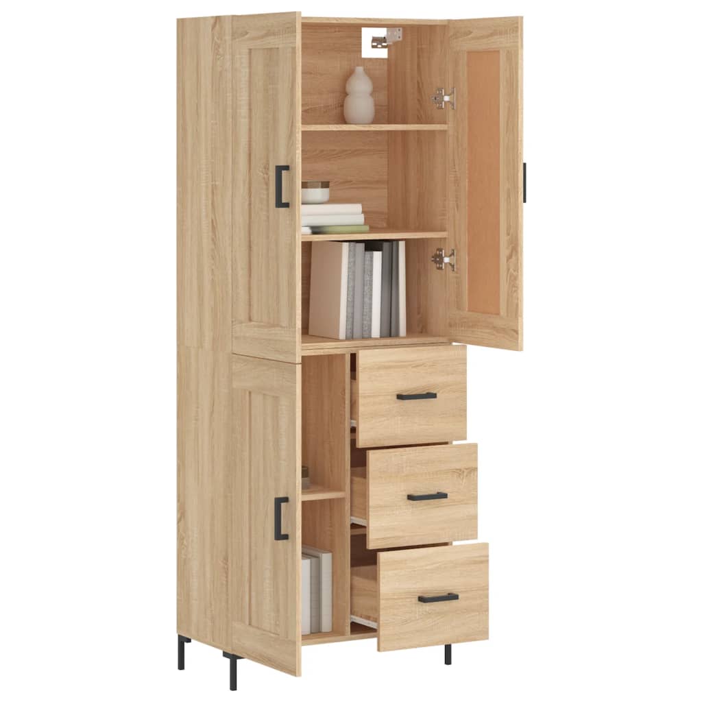 Skříň Highboard Dub Sonoma 69,5 X 34 X 180 Cm Kompozitní Dřevo