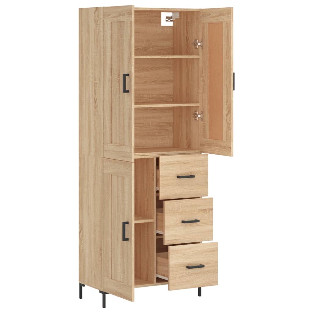 Skříň Highboard Dub Sonoma 69,5 X 34 X 180 Cm Kompozitní Dřevo