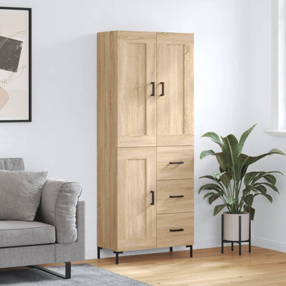 Skříň Highboard Lesklá Bílá 69,5 X 34 X 180 Cm Kompozitní Dřevo