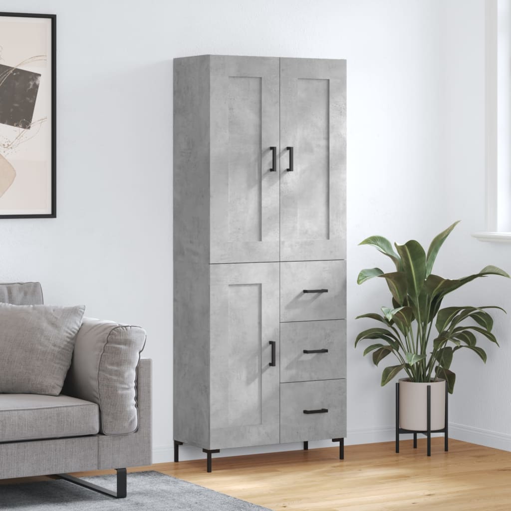 Skříň Highboard Lesklá Bílá 69,5 X 34 X 180 Cm Kompozitní Dřevo