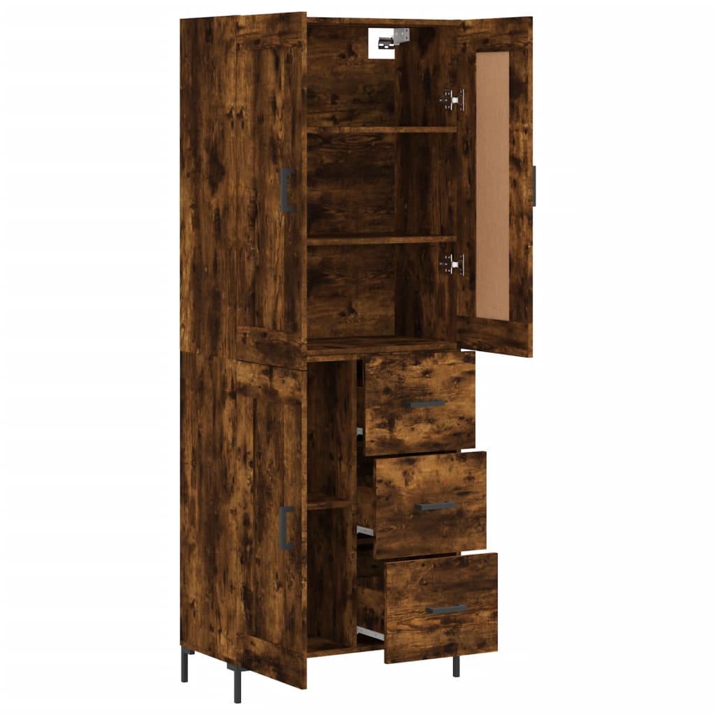 Skříň Highboard Kouřový Dub 69,5 X 34 X 180 Cm Kompozitní Dřevo