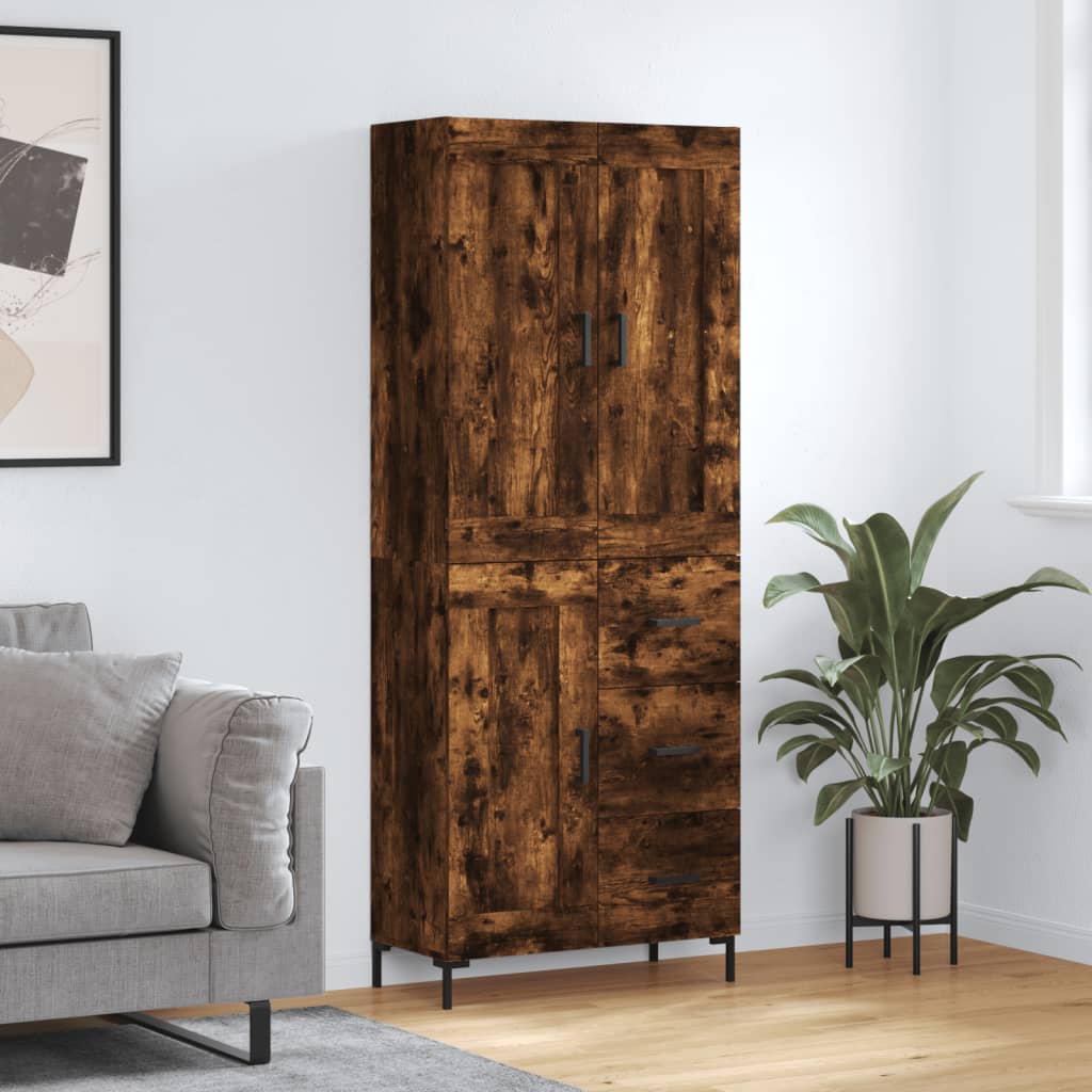 Skříň Highboard Kouřový Dub 69,5 X 34 X 180 Cm Kompozitní Dřevo
