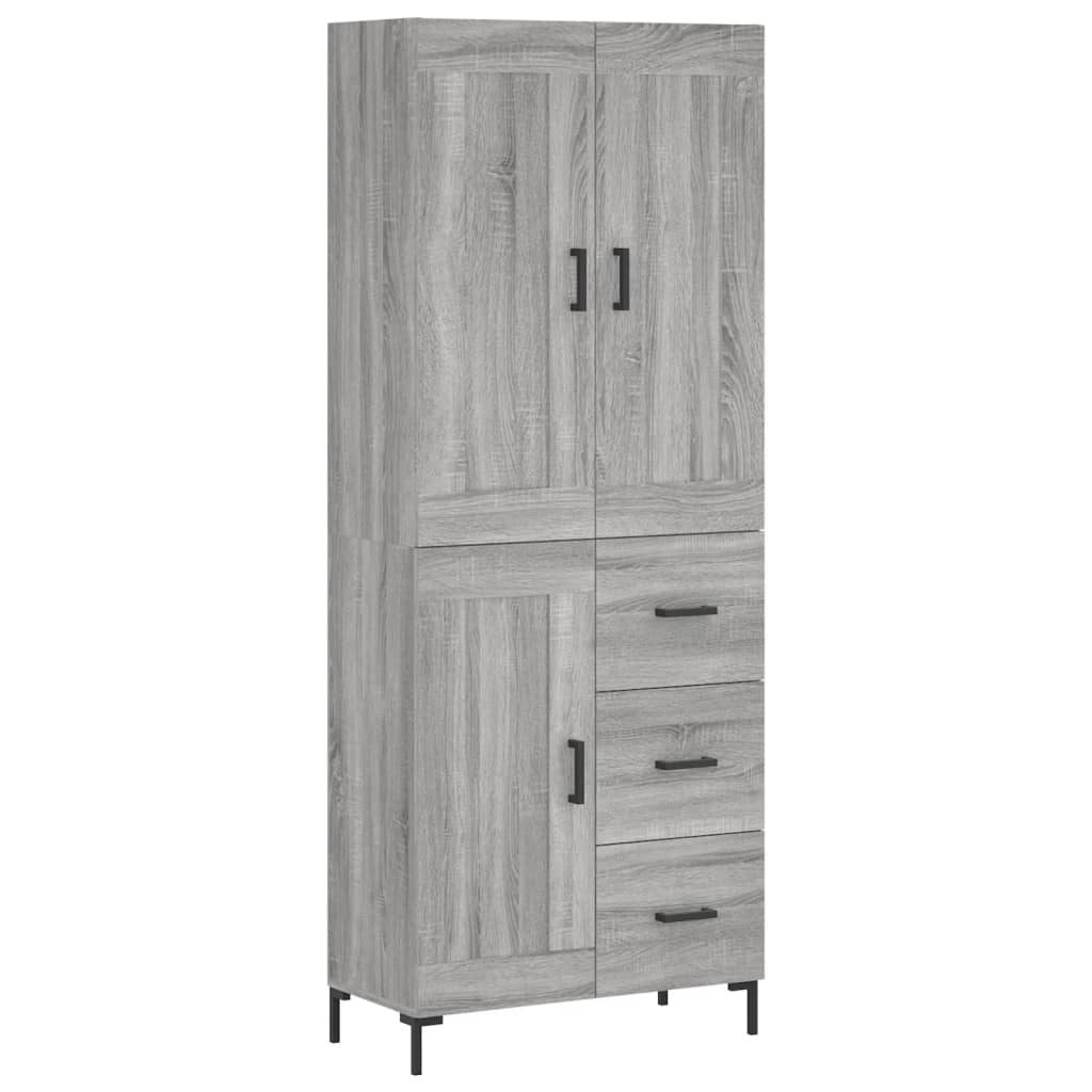 Skříň Highboard Šedá Sonoma 69,5 X 34 X 180 Cm Kompozitní Dřevo