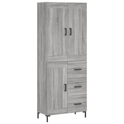 Skříň Highboard Šedá Sonoma 69,5 X 34 X 180 Cm Kompozitní Dřevo