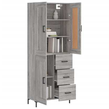 Skříň Highboard Šedá Sonoma 69,5 X 34 X 180 Cm Kompozitní Dřevo