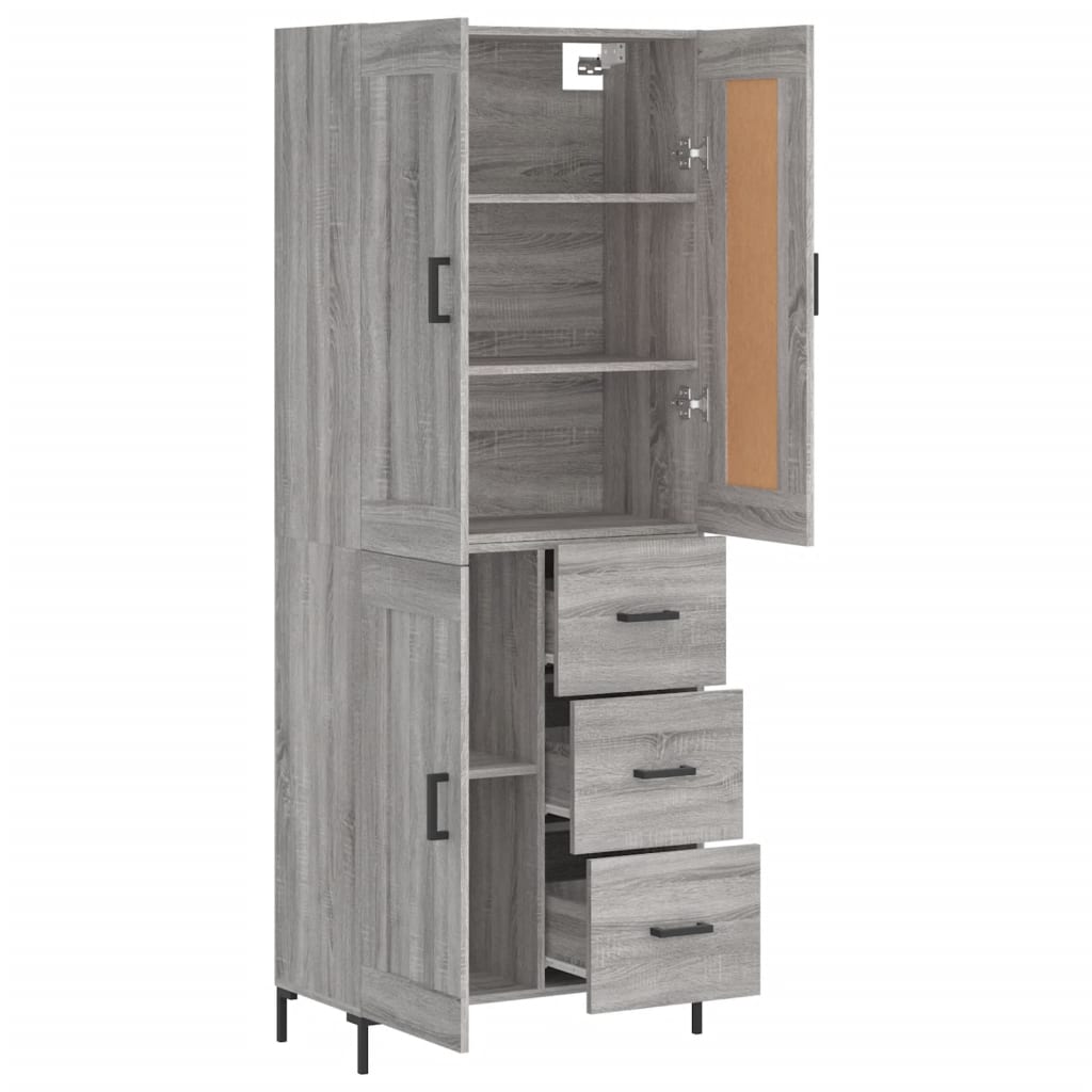 Skříň Highboard Šedá Sonoma 69,5 X 34 X 180 Cm Kompozitní Dřevo