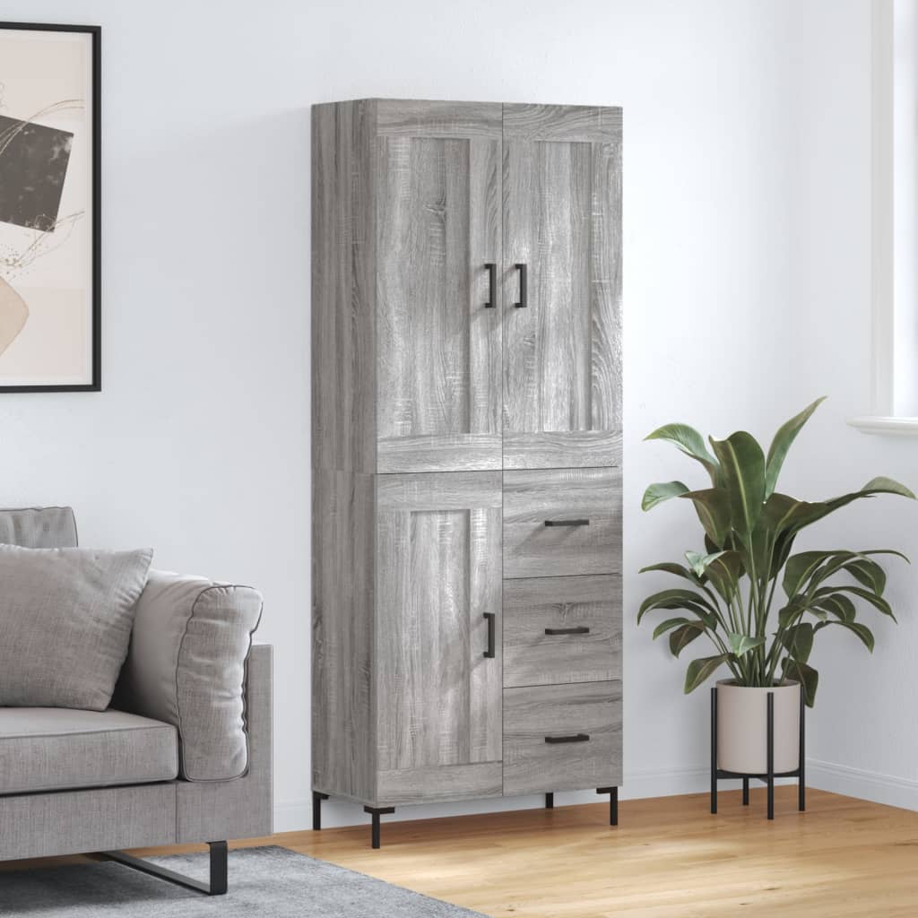 Skříň Highboard Šedá Sonoma 69,5 X 34 X 180 Cm Kompozitní Dřevo