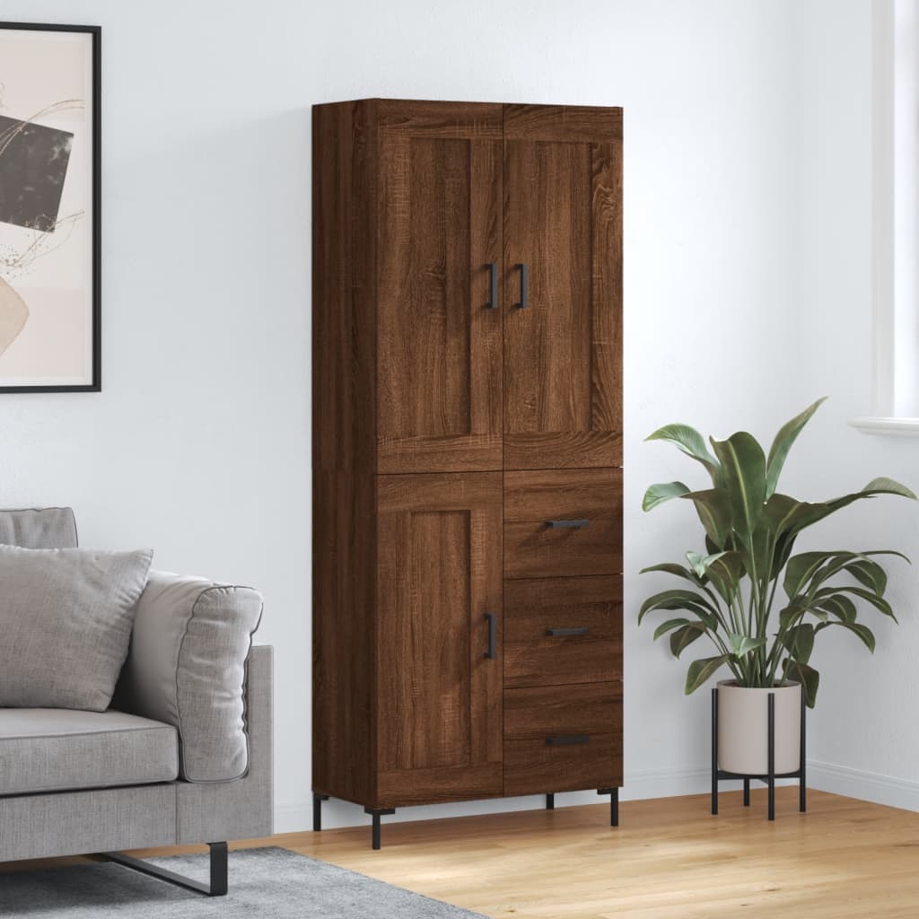 Skříň Highboard Lesklá Bílá 69,5 X 34 X 180 Cm Kompozitní Dřevo