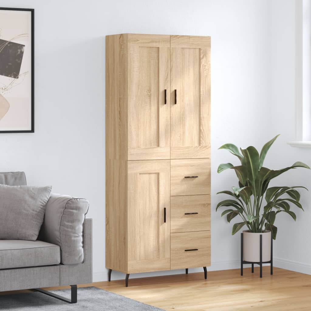 Skříň Highboard Betonově Šedá 69,5X34X180 Cm Kompozitní Dřevo
