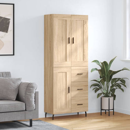 Skříň Highboard Betonově Šedá 69,5X34X180 Cm Kompozitní Dřevo