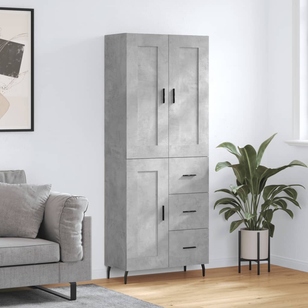 Skříň Highboard Betonově Šedá 69,5X34X180 Cm Kompozitní Dřevo