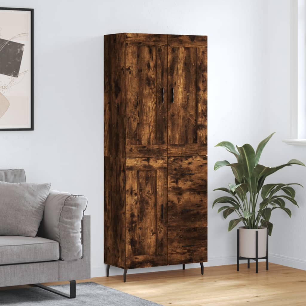 Skříň Highboard Betonově Šedá 69,5X34X180 Cm Kompozitní Dřevo