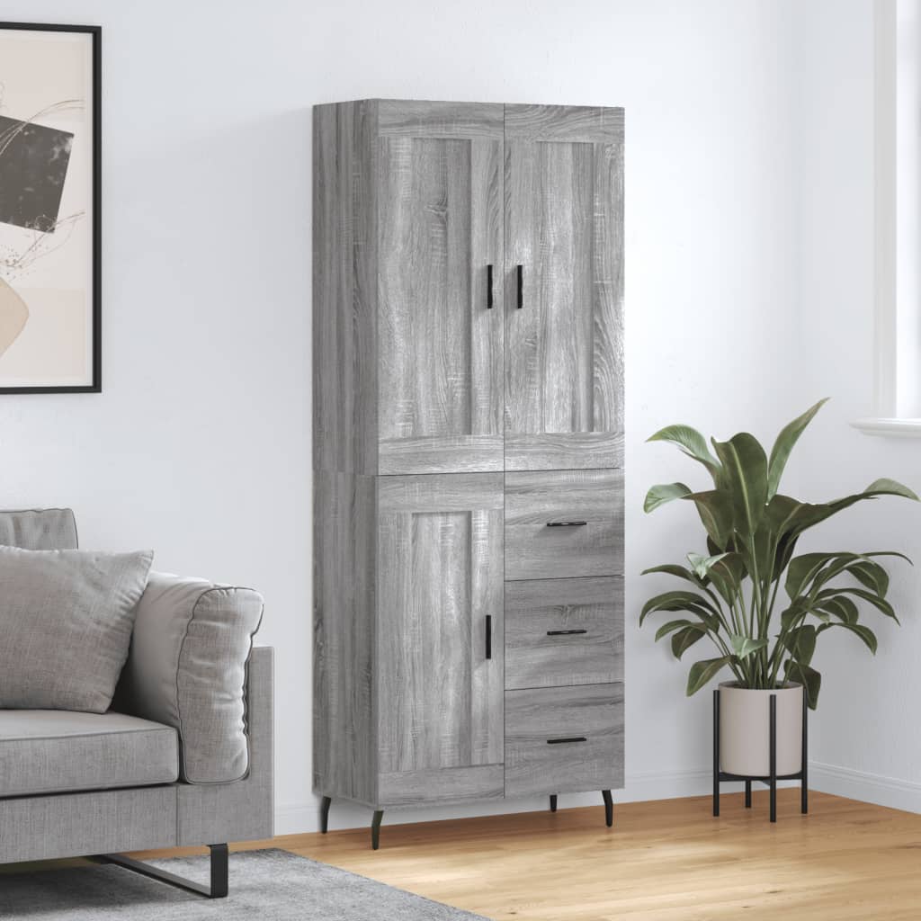 Skříň Highboard Betonově Šedá 69,5X34X180 Cm Kompozitní Dřevo