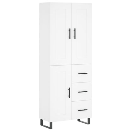 Skříň Highboard Bílá 69,5 X 34 X 180 Cm Kompozitní Dřevo