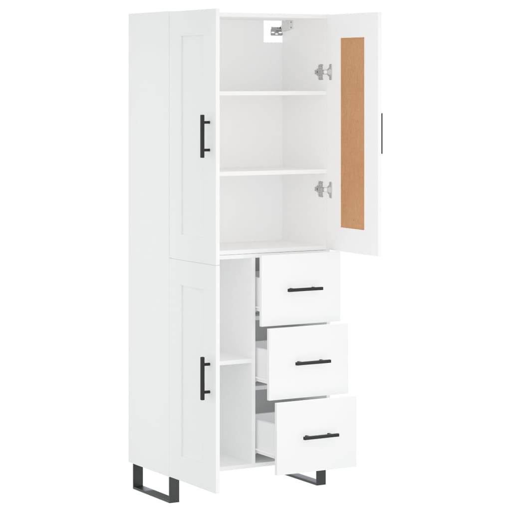 Skříň Highboard Bílá 69,5 X 34 X 180 Cm Kompozitní Dřevo