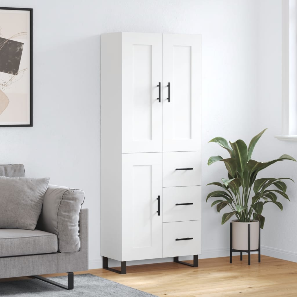 Skříň Highboard Bílá 69,5 X 34 X 180 Cm Kompozitní Dřevo