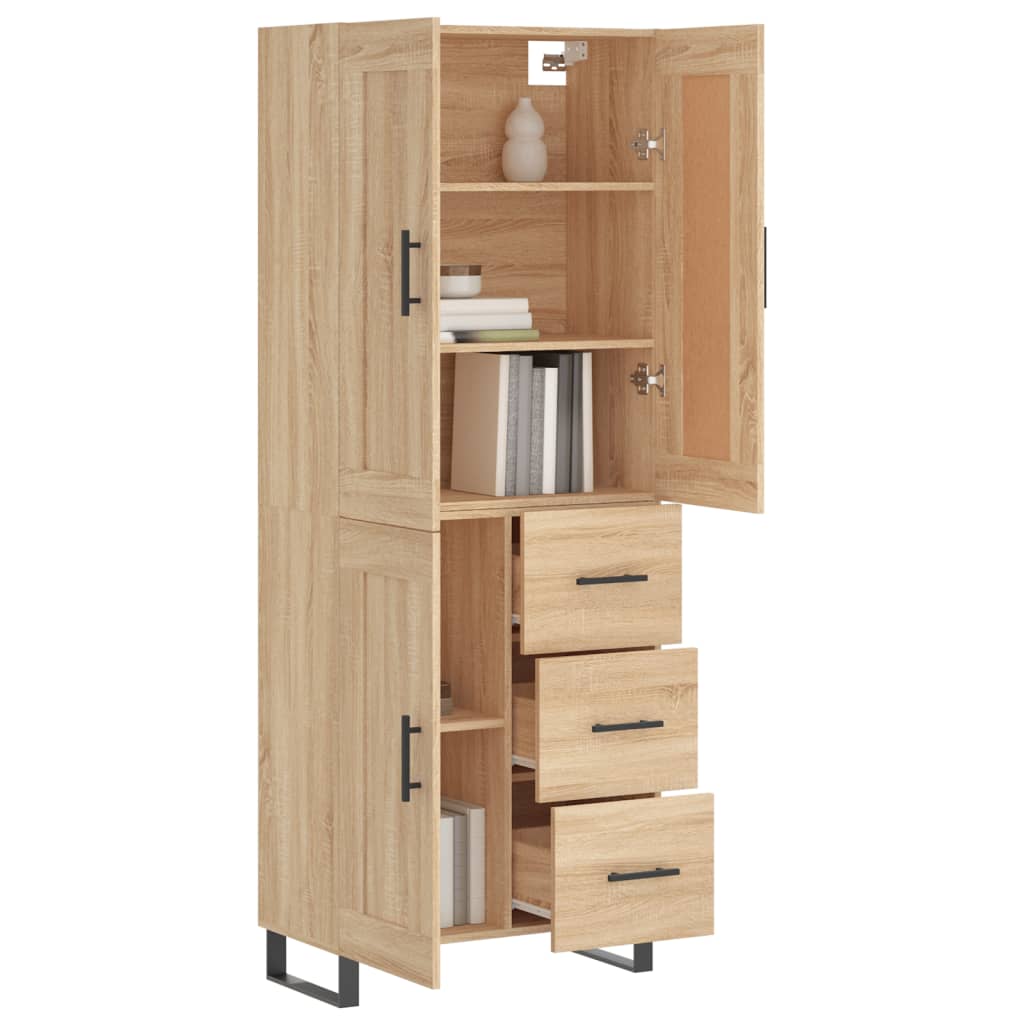 Skříň Highboard Dub Sonoma 69,5 X 34 X 180 Cm Kompozitní Dřevo