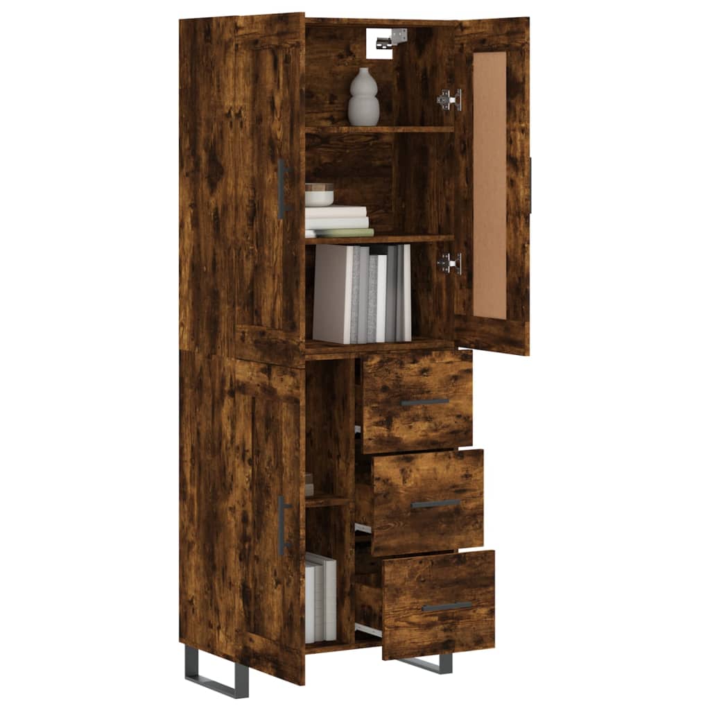 Skříň Highboard Kouřový Dub 69,5 X 34 X 180 Cm Kompozitní Dřevo