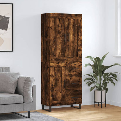 Skříň Highboard Kouřový Dub 69,5 X 34 X 180 Cm Kompozitní Dřevo