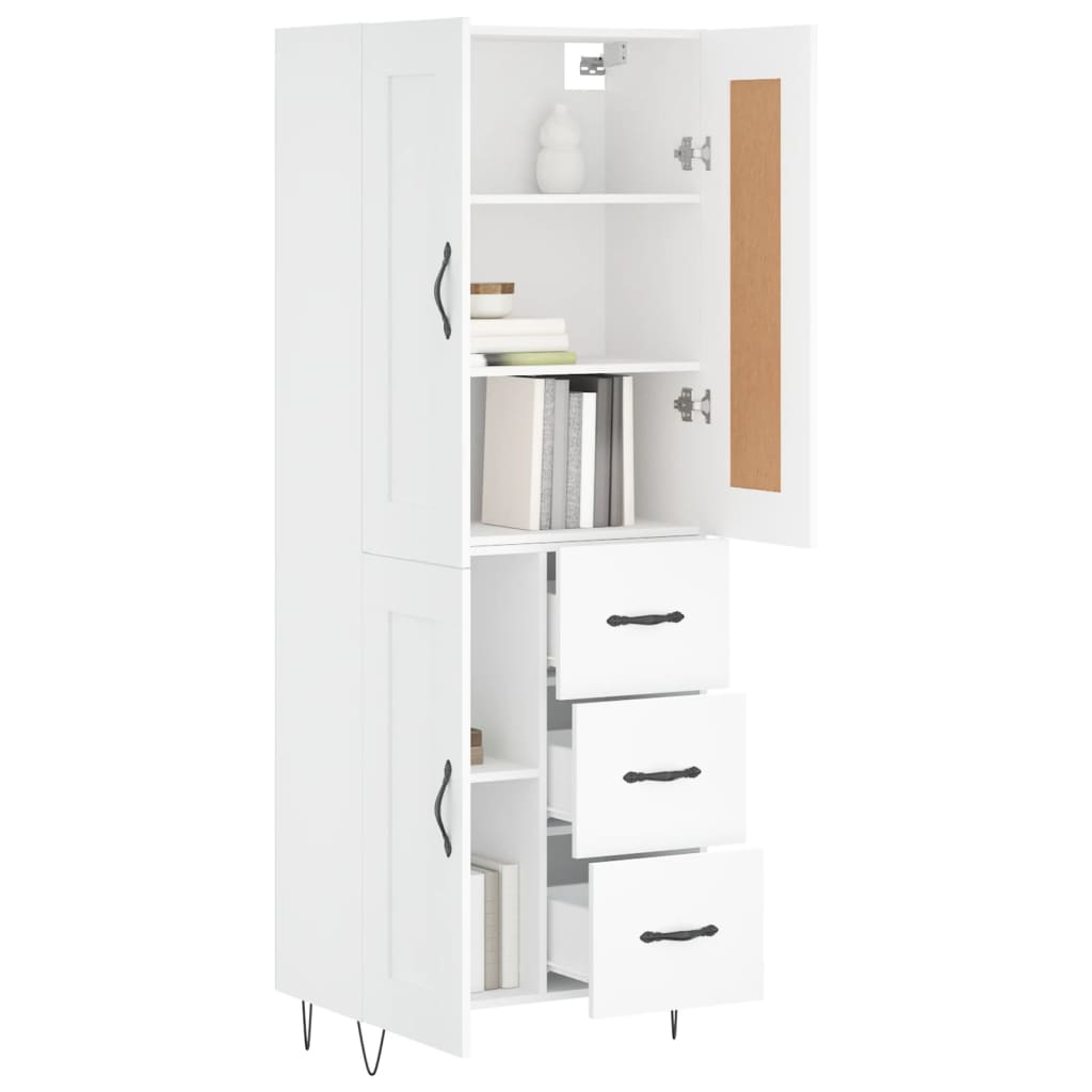 Skříň Highboard Bílá 69,5 X 34 X 180 Cm Kompozitní Dřevo