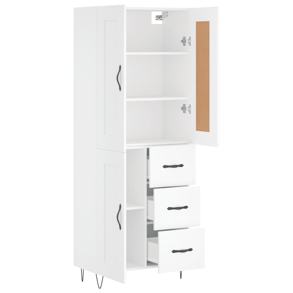 Skříň Highboard Bílá 69,5 X 34 X 180 Cm Kompozitní Dřevo