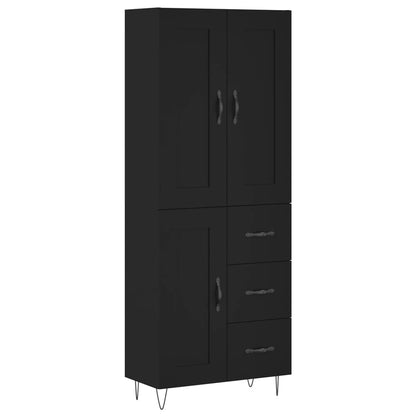 Skříň Highboard Černá 69,5 X 34 X 180 Cm Kompozitní Dřevo