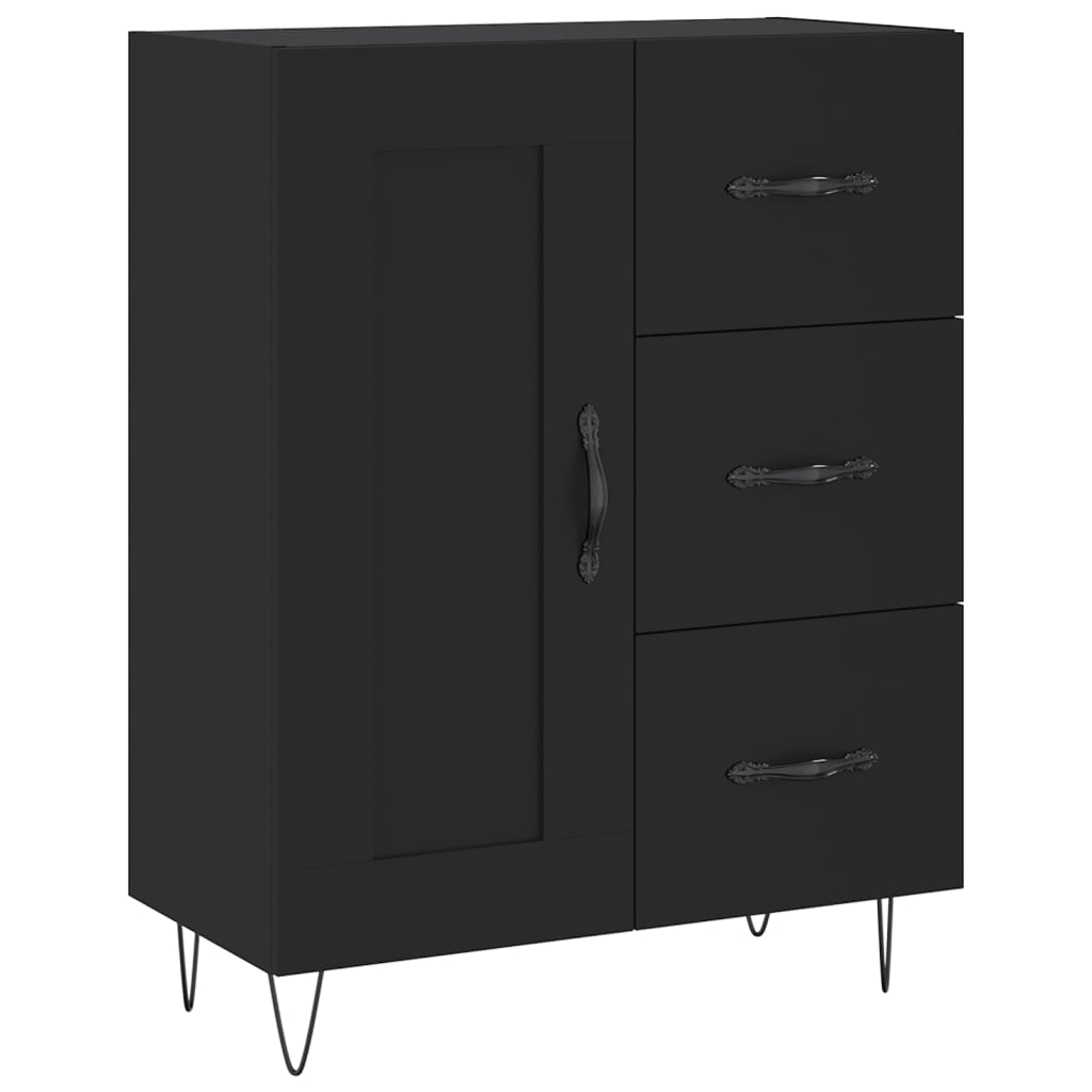 Skříň Highboard Černá 69,5 X 34 X 180 Cm Kompozitní Dřevo