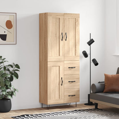 Skříň Highboard Černá 69,5 X 34 X 180 Cm Kompozitní Dřevo