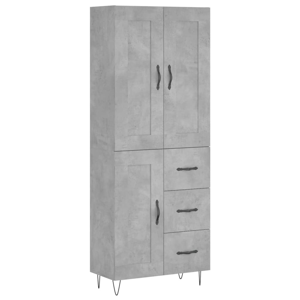 Skříň Highboard Betonově Šedá 69,5X34X180 Cm Kompozitní Dřevo
