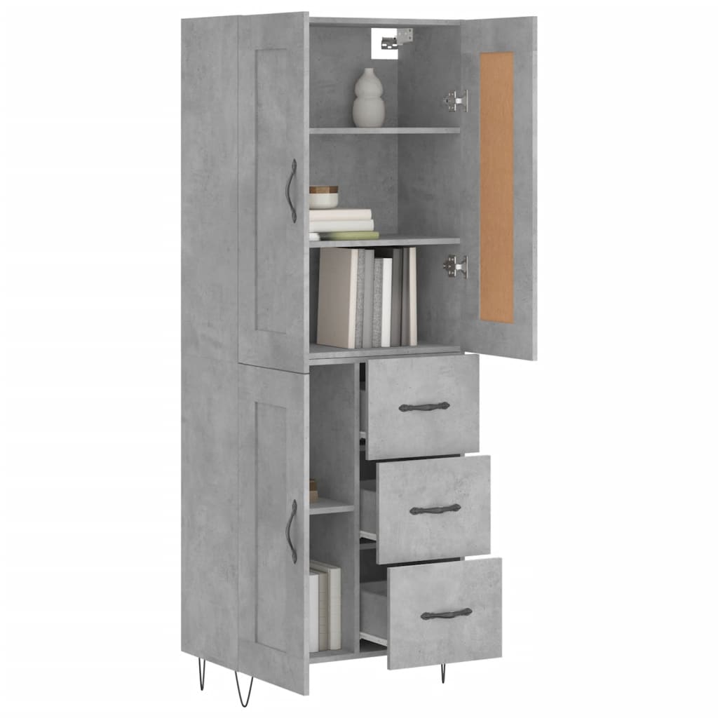 Skříň Highboard Betonově Šedá 69,5X34X180 Cm Kompozitní Dřevo