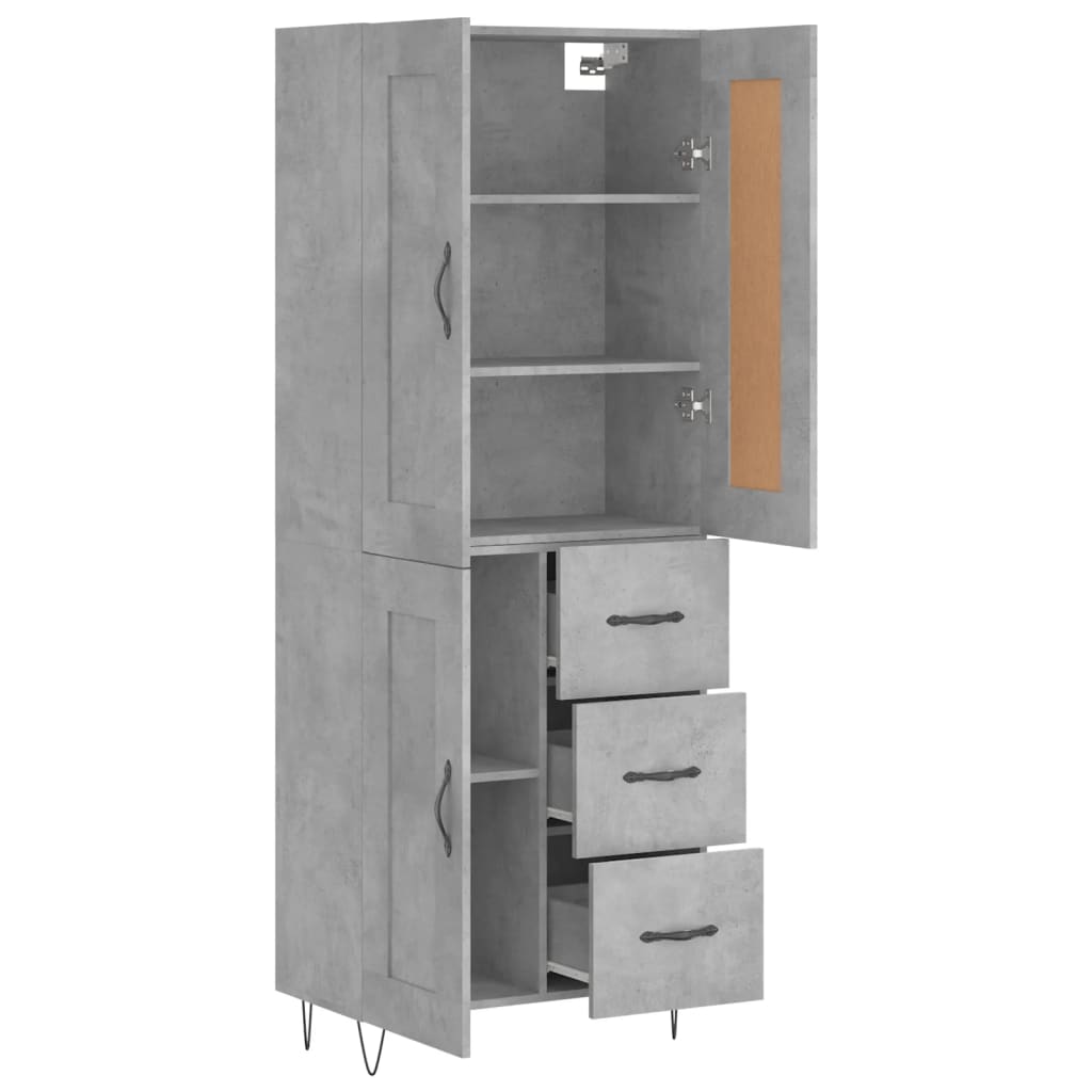 Skříň Highboard Betonově Šedá 69,5X34X180 Cm Kompozitní Dřevo