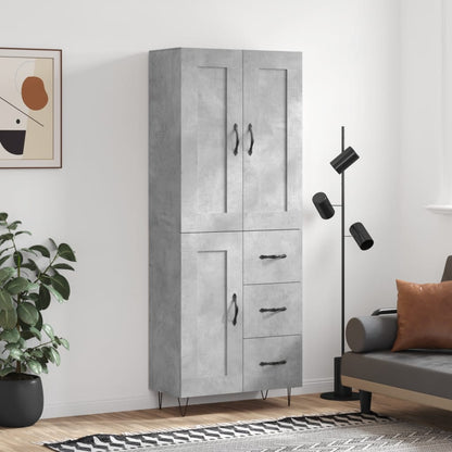 Skříň Highboard Černá 69,5 X 34 X 180 Cm Kompozitní Dřevo