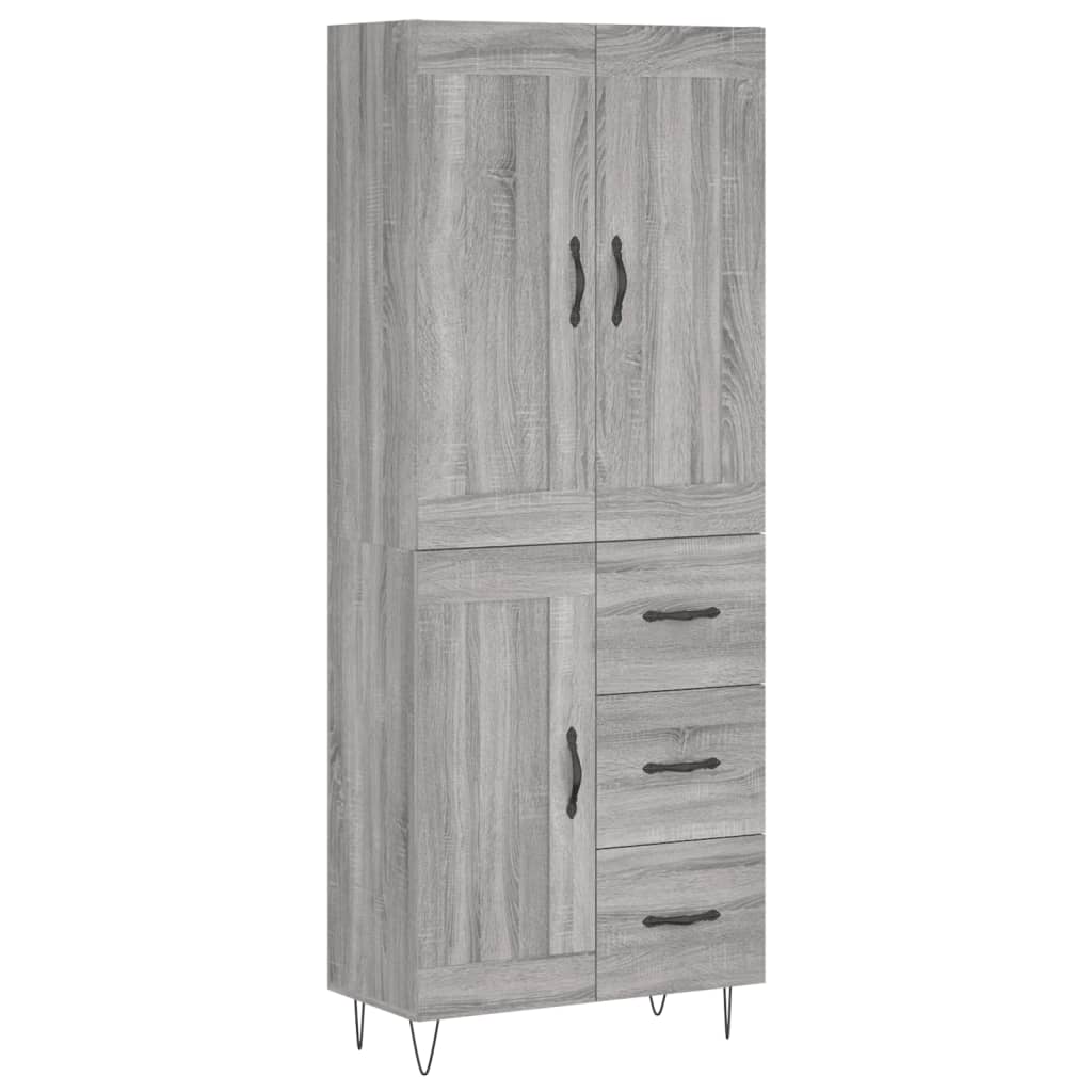 Skříň Highboard Šedá Sonoma 69,5 X 34 X 180 Cm Kompozitní Dřevo