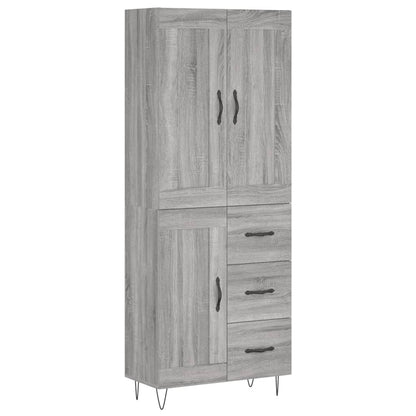 Skříň Highboard Šedá Sonoma 69,5 X 34 X 180 Cm Kompozitní Dřevo