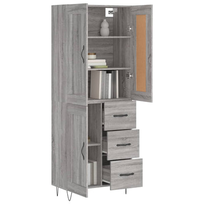 Skříň Highboard Šedá Sonoma 69,5 X 34 X 180 Cm Kompozitní Dřevo