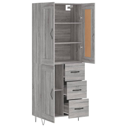 Skříň Highboard Šedá Sonoma 69,5 X 34 X 180 Cm Kompozitní Dřevo